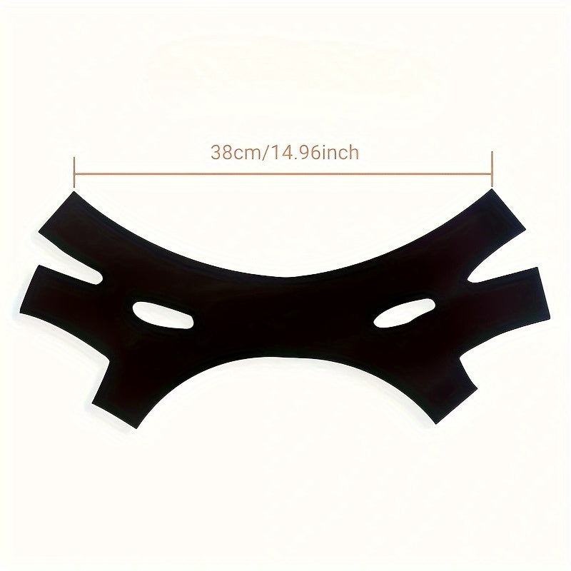 1pc Black V-Face Lifting Bandage with Double Chin Reduction Mask - Breathable Comfort Fit Facial Toning Strap for Nasolabial Folds, Face Slimming & Jawline Contouring, Nighttime Use